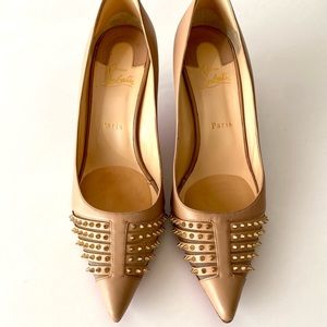 Louboutin Barretta Spike Mesh Pump - Nude